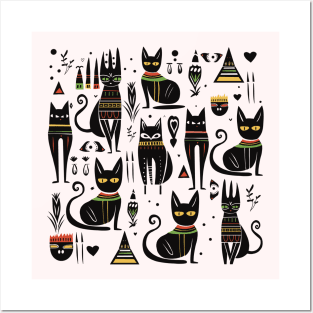 Egyptian cat motive Posters and Art